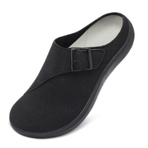 Leisfit Womens Black Wide Width Suede Clog/Mule Shoes Size 9.5